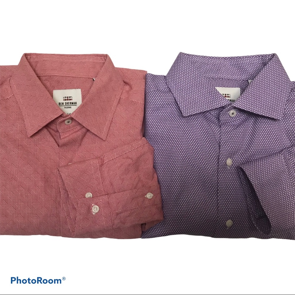 BEN SHERMAN Red & Purple Long Sleeve Shirts lot M